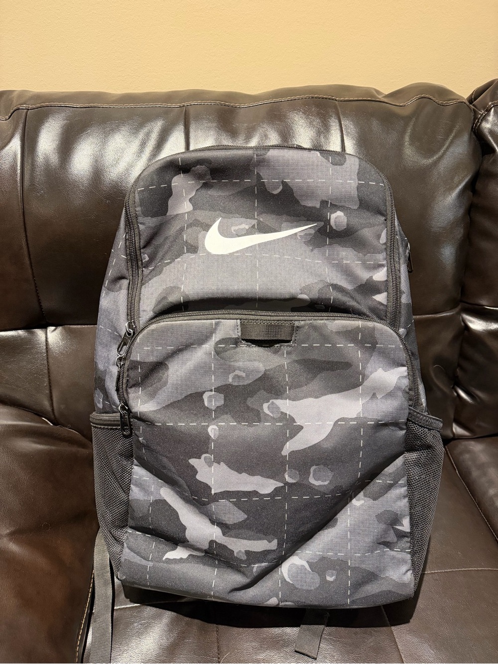 Nike Black & Gray Camo Backpack with White Swoosh